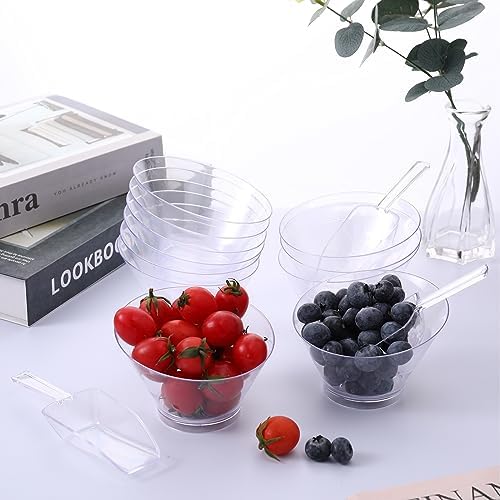 Sawysine 12 Pcs Clear Plastic Candy Bowls for Candy Bar Buffet Set