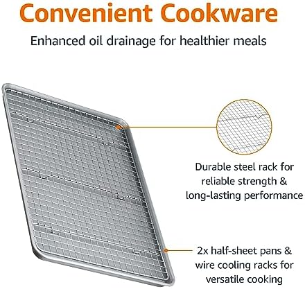 Amazon Basics Ceramic Nonstick Baking Sheets & Cooling Rack Set
