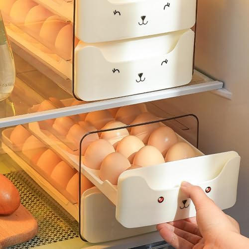 Refrigerator Egg Storage Box, Large Capacity Double Layer Drawer Egg