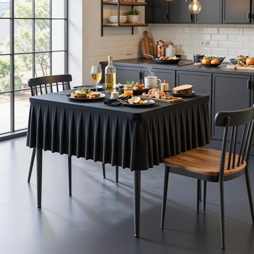 Black Square Tablecloth - 34x34 Inch Stretchy Fitted Small Card Table
