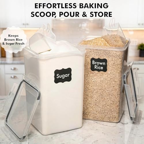 2 PC 7 Qt Flour Storage Containers with Airtight Lids