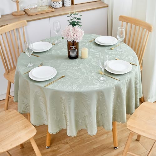 Round Tablecloth 50 Inch for 20-36 Inch Table, Jacquard Table Cloth