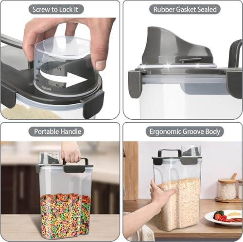 Komzon Rice Container, Airtight Rice Storage Container 10lb, Cereal