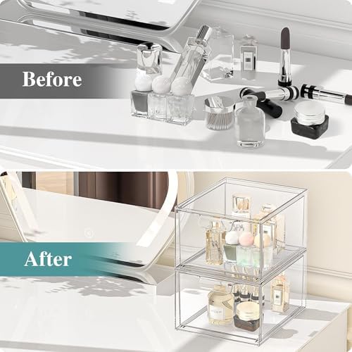 2 Pack Clear Acrylic Makeup Organizers
