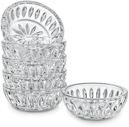 Set of 6 Mini Glass Bowls, 2 OZ Round Prep Bowl, Small Dipping Bowls