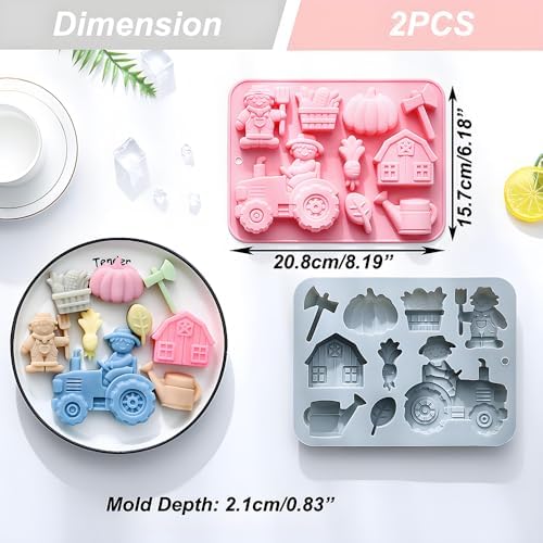 2-Pack Silicone Chocolate Molds, Farm Theme