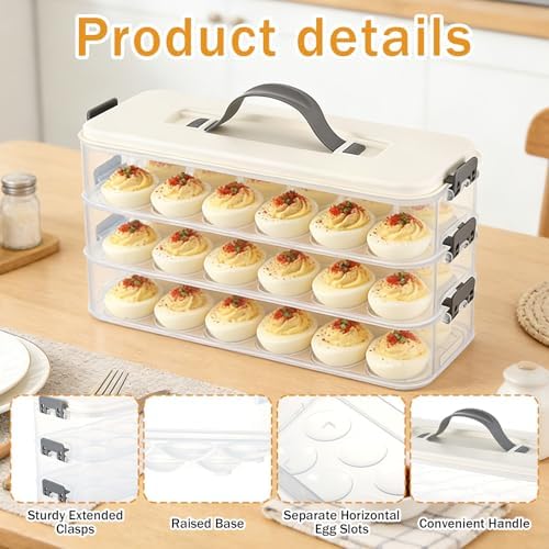 3-Layer Deviled Egg Container with Lid, Clear
