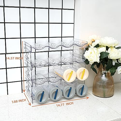 IEEK Plastic Stackable Bottle Storage Holder Rack Holds 16