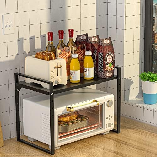 Redrubbit Extendable Microwave Oven Rack, Black