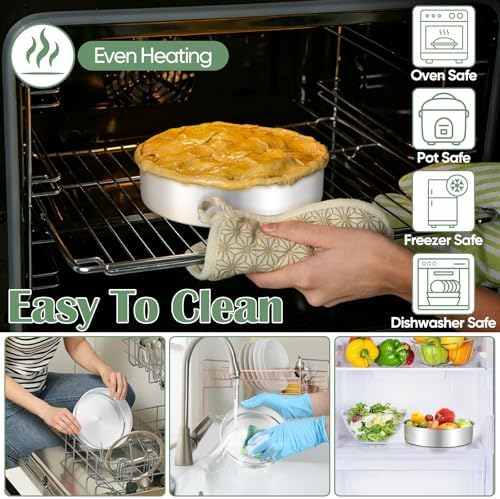 TeamFar 7 Inch Cake Pan Set of 3, Stainless Steel Round Cake Baking