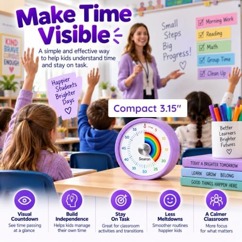 Magnetic Visual Timer, 60-Minute, Purple