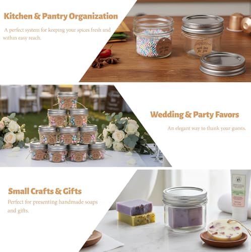 STARSIDE 4oz Glass Mason Jars, 40-Pack with Lids