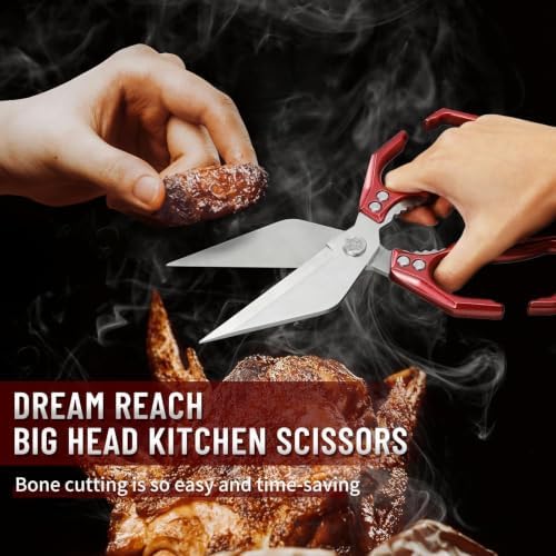 Dream Reach Heavy Duty Poultry Shears for Food with Red Ergonomic