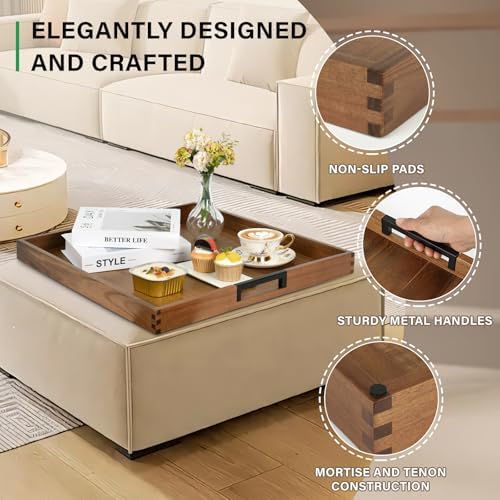 Joy&Grace Large Ottoman Tray for Living Room and Coffee Table