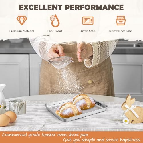 9.4"x7" Baking Sheet Pan(2Pcs), Joyfair Stainless Steel Toaster Oven