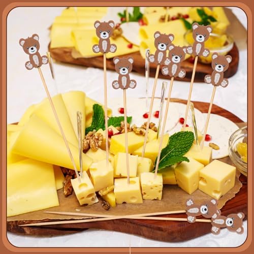 Tioncy 100 Pcs Cocktail Picks 4.7in Toothpicks for Party, Bear Style
