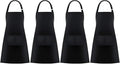 Jubatus 4 Pack Bib Aprons with 2 Pockets Cooking Chef Kitchen Apron by Jubatus