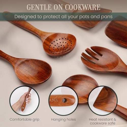 6-Piece Natural Teak Wood Utensil Set