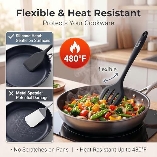 Vayvnt Kitchen Utensils Set, 10PCS Silicone Utensils Set for Cooking