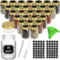 CycleMore 30 Pack 4oz Glass Mason Spice Jars, Round Spice Containers