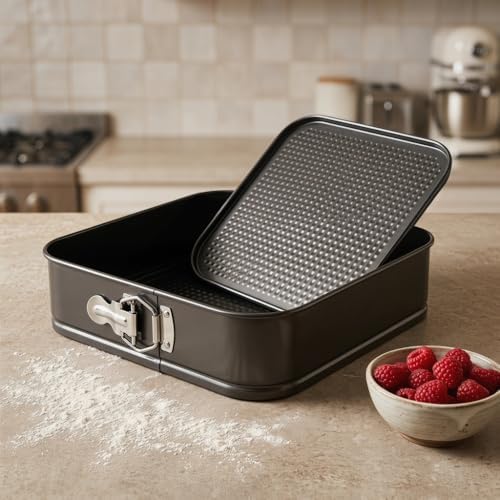 3 Pcs Springform Cake Pan Set, Nonstick Leakproof Square Cheesecake