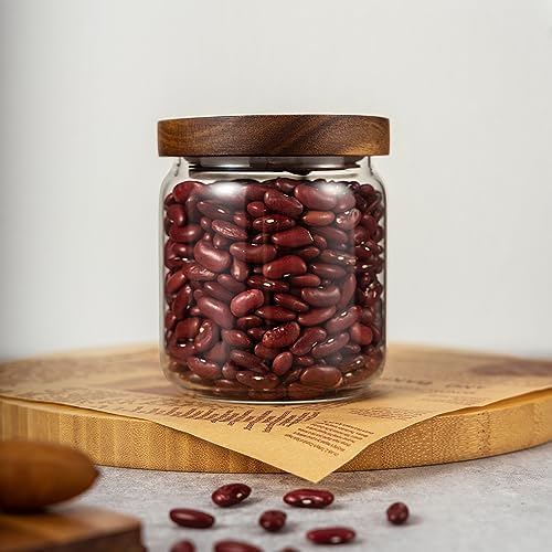 2PCS Small Glass Storage Jars with Airtight Lids, 17 fl oz (500ml)