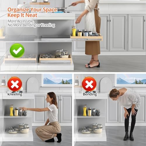 ZOINLIY Wooden Pull Out Cabinet Organizer, 21'' Deep Slide Out Drawer
