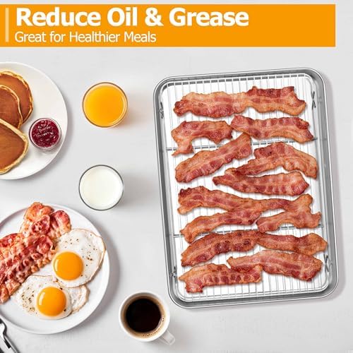 Homikit 18x13 Inch Stainless Steel Baking Half Sheet with Wire Cooling