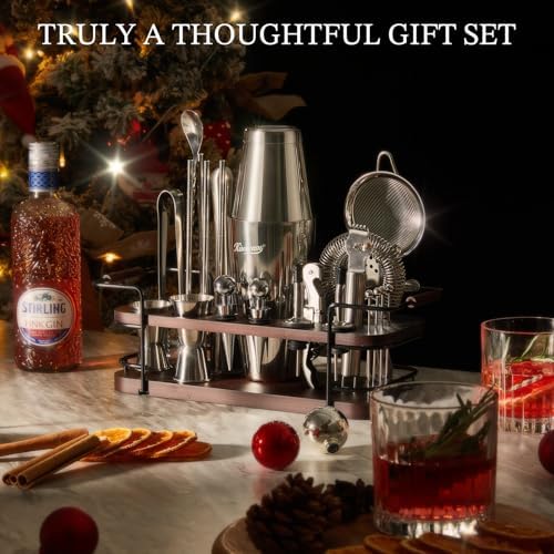 KITESSENSU Boston Shaker Set with Stand | Complete 24-Piece Bartender