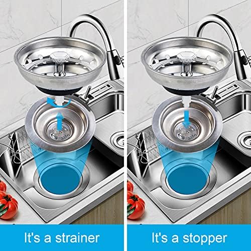 CORNERJOY 2 PCS Kitchen Sink Strainer and Stopper Combo Basket