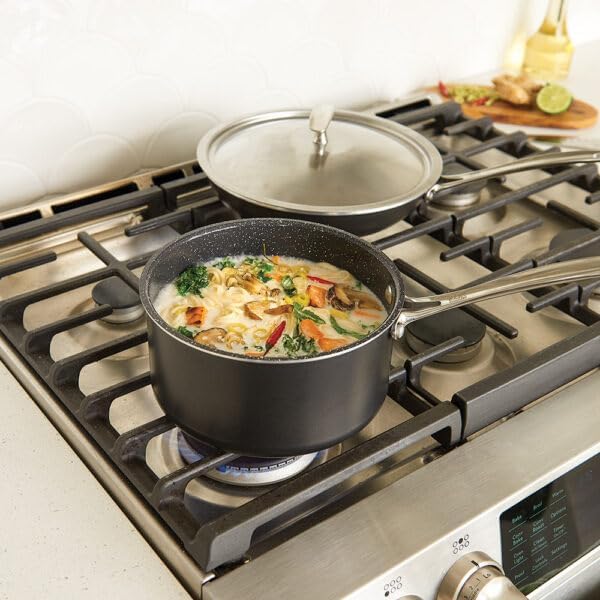 Nordic Ware Basalt Formed Aluminum Sauce Pan, 3 Quart, Ceramic Coating - Image 2