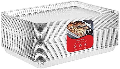 Stock Your Home Aluminum Pans - 15 Pack Disposable Aluminum Foil Trays