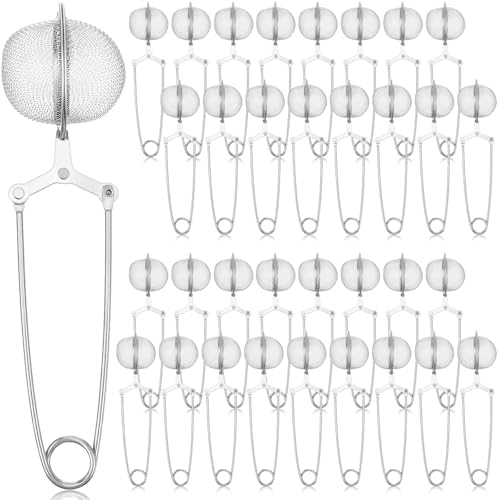 30 Pcs Snap Ball Tea Strainer with Handle, Metal Stainless Steel Fine
