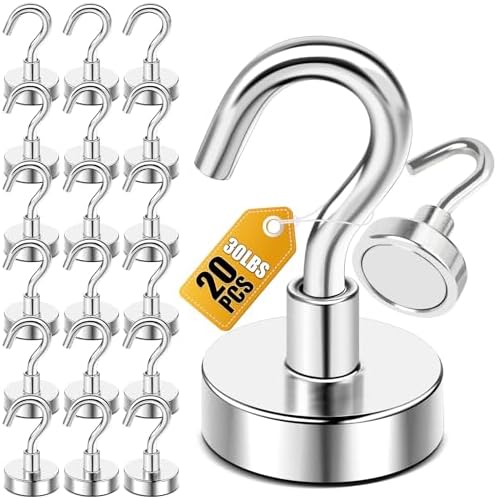 DIYMAG Magnetic Hooks, 20pcs, 30lbs+