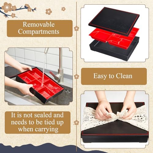 Teenyyou 1 Pcs Japanese Bento Box, 12 x 9.5 x 2.2 Inch