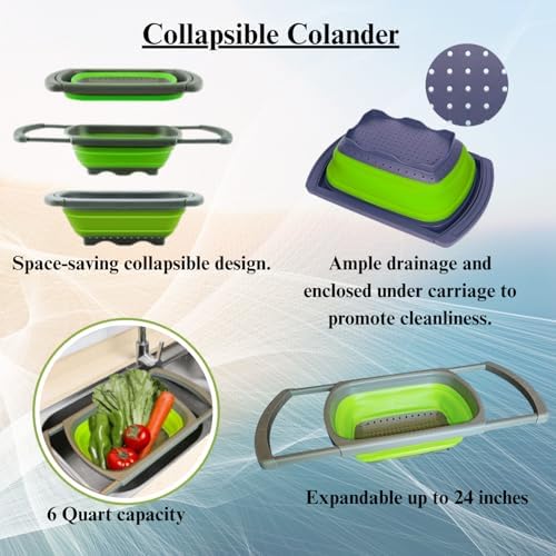 2-in-1 Silicone Strainer Set | Collapsible Colander | Over the Sink