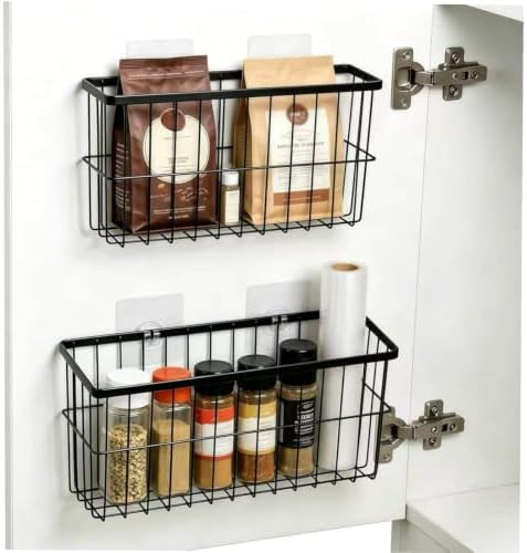 2Pack Cabinet Door Organizer, Self-Adhesive Lid Storage Box for