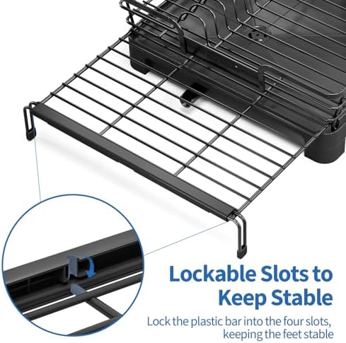 TOOLF Expandable Over-Sink Dish Drying Rack, Black