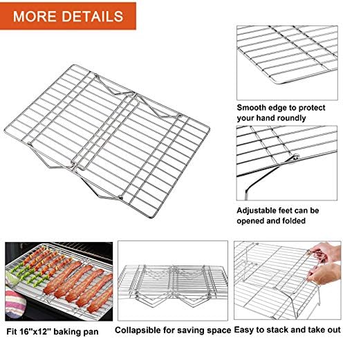 P&P CHEF 5-Tier Stainless Steel Cooling Rack, 15" x 10", Silver