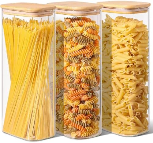 ComSaf 2.2 Qt Glass Pasta Containers, Set of 3