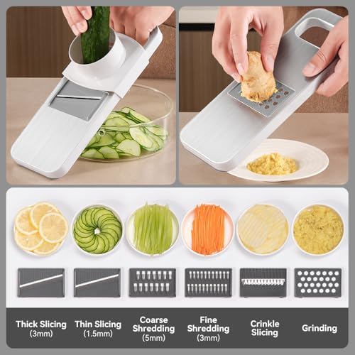 KEOUKE Multifunctional Mandoline Slicer, Stainless Steel, 6 Blades