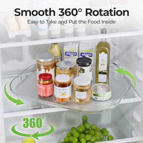 LAMU Lazy Susan Organizer 14.56''x11'' for Refrigerator Organizers and Storage Fridge Organization, Turntable Condiment Organizer for Kitchen, Table Top, Cabinet, Pantry, Countertop, 1 Pack