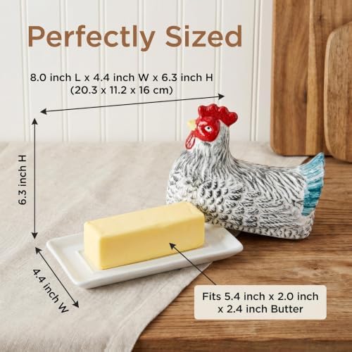 Ceramic Chicken Butter Dish with Lid for Kitchen Counter hen butter
