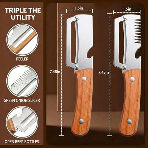 2 Pcs Multi-Functional Vegetable Peeler, Stainless Steel Thickened