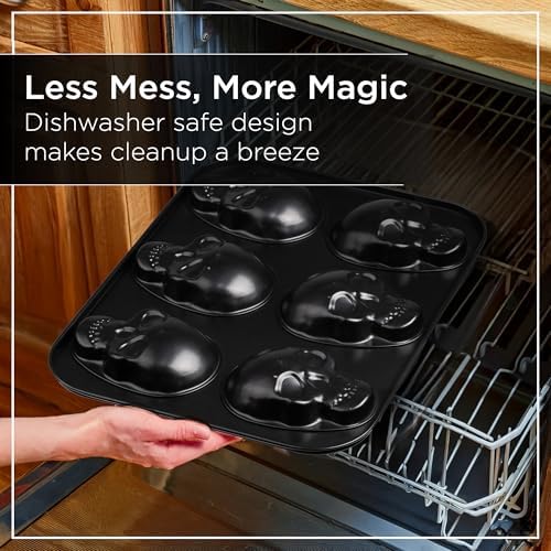 Wrenbury Large Skull Baking Pan - 6 Cup Metal Muffin Tin for Pizza