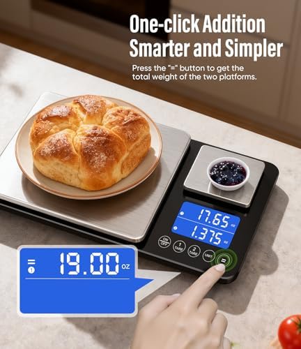 Digital Dual Platform Kitchen Scale, 33 lb Large & 1.1 lb Mini Food