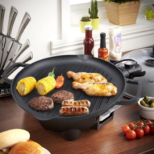 12.6" Cast Iron Grill Pan, Pre-Seasoned Skillet with Dual Handles