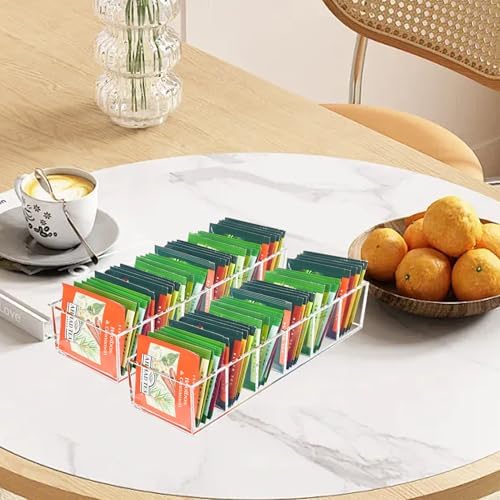 Acrylic Tea Bag Organizer Clear Teabag Holder Tea Storage Box 2 Pack