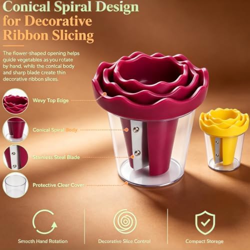 Manual Vegetable Spiralizer and Curler for Rose Flower Carving,2PCS-A