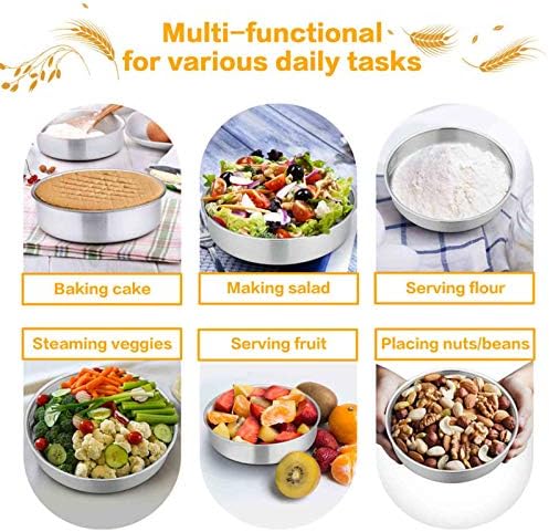 TeamFar Cake Pan, Stainless Steel Round Baking Tier Cake Pans Tins Set